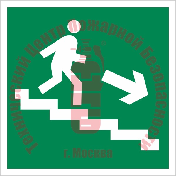 Знак Направление к эвакуационному выходу по лестнице вниз Е 13 Артикул 723015