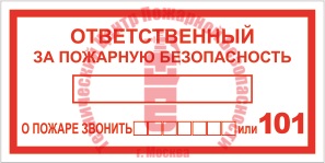 Знак Ответственный за пожарную безопасность T 09-01 Артикул 726209